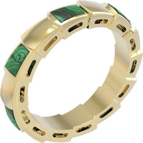 Кольцо из лимонного золота c малахитом