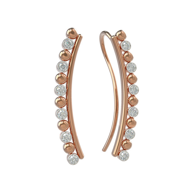 Серьги из красного золота 585 пробы c бриллиантами