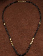 Гайтан из лимонного золота c кожаным шнурком