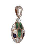 Подвеска из золота c бриллиантами, сапфиром и малахитом