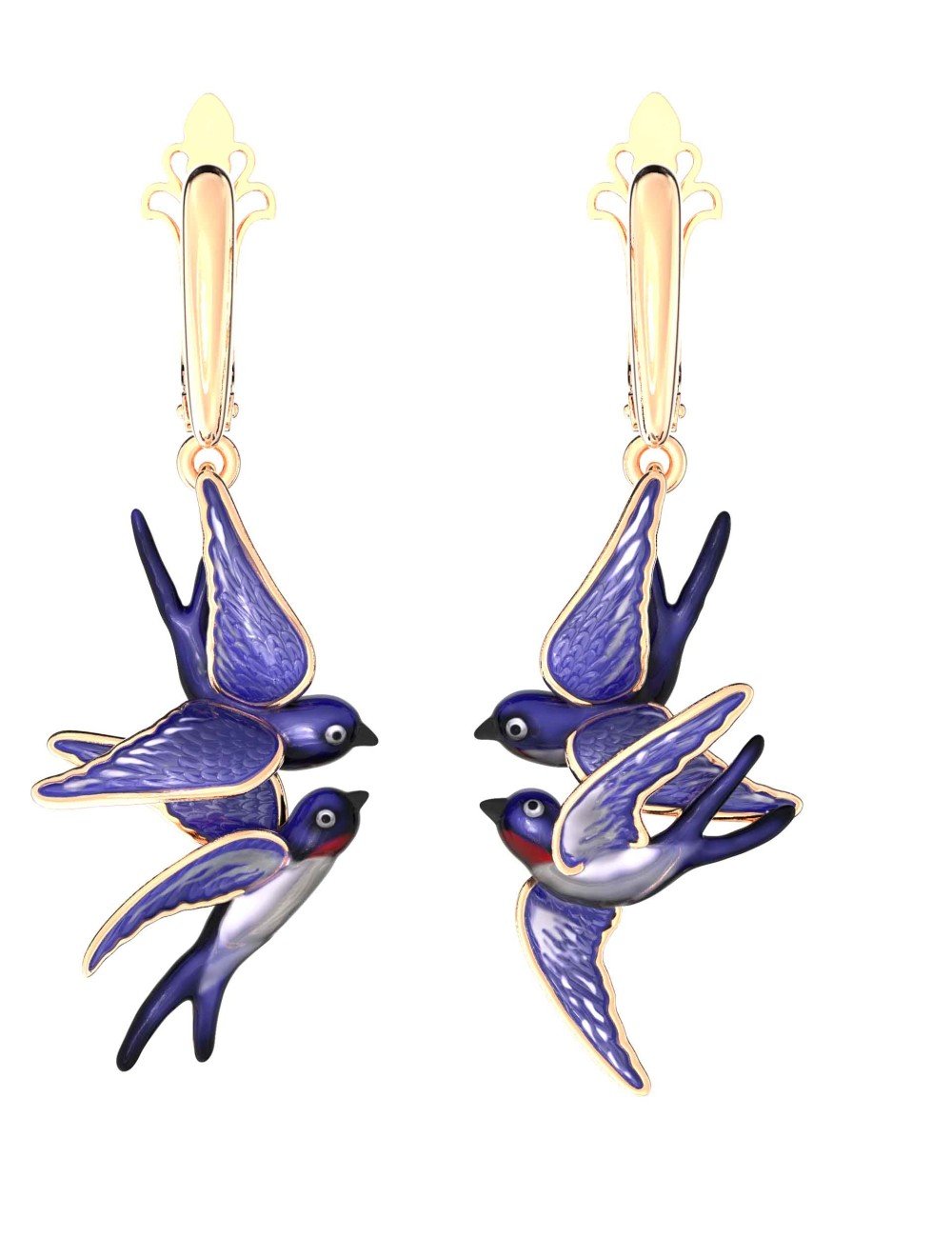 Серьги из золота c эмалью