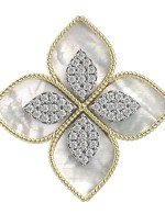 Кольцо из лимонного золота c бриллиантами и перламутром