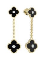 Серьги из лимонного золота c бриллиантами и ониксом