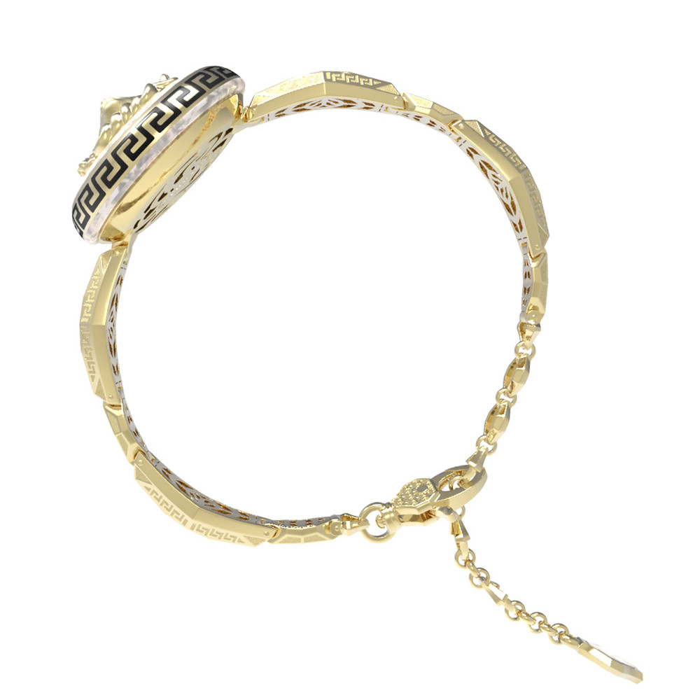 Браслет из лимонного золота 585 пробы c эмалью и перламутром