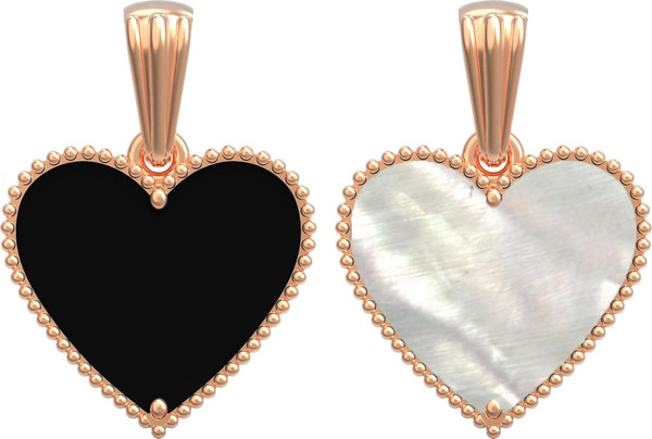 Подвеска из красного золота 585 пробы c ониксом и перламутром