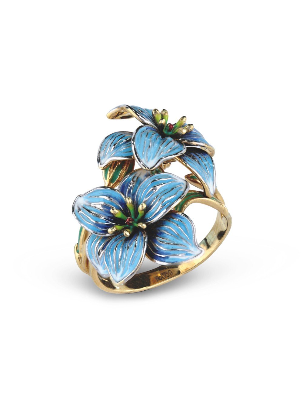 Кольцо из лимонного золота c эмалью