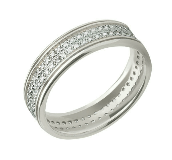 Кольцо обр. сложное из белого золота 585 пробы c фианитом