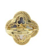 Кольцо из лимонного золота c эмалью и перламутром