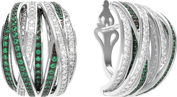 Серьги из белого золота 585 пробы c фианитом