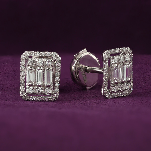 Серьги из белого золота 585 пробы c бриллиантами