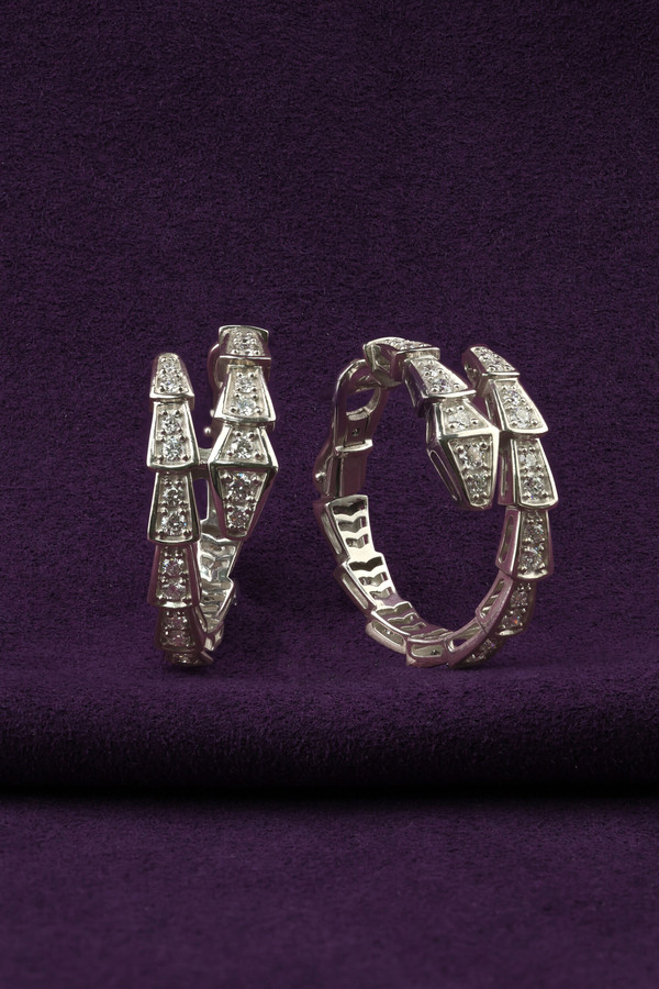 Серьги из белого золота 585 пробы c бриллиантами