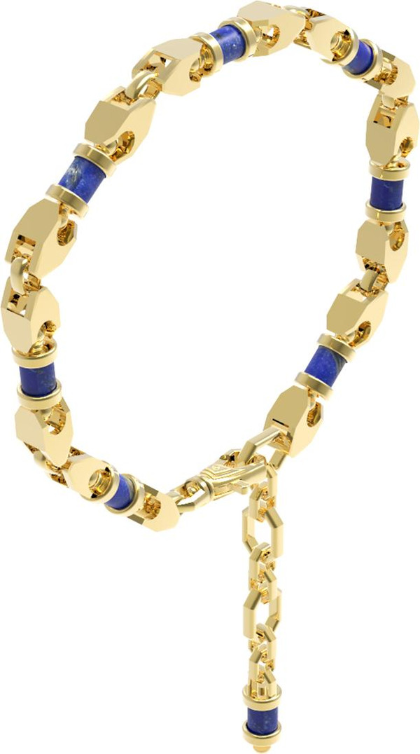 Браслет из лимонного золота 585 пробы c лазуритом