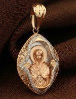 Образок из золота c бриллиантами и перламутром