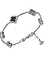 Браслет из белого золота c бриллиантами, ониксом и перламутром