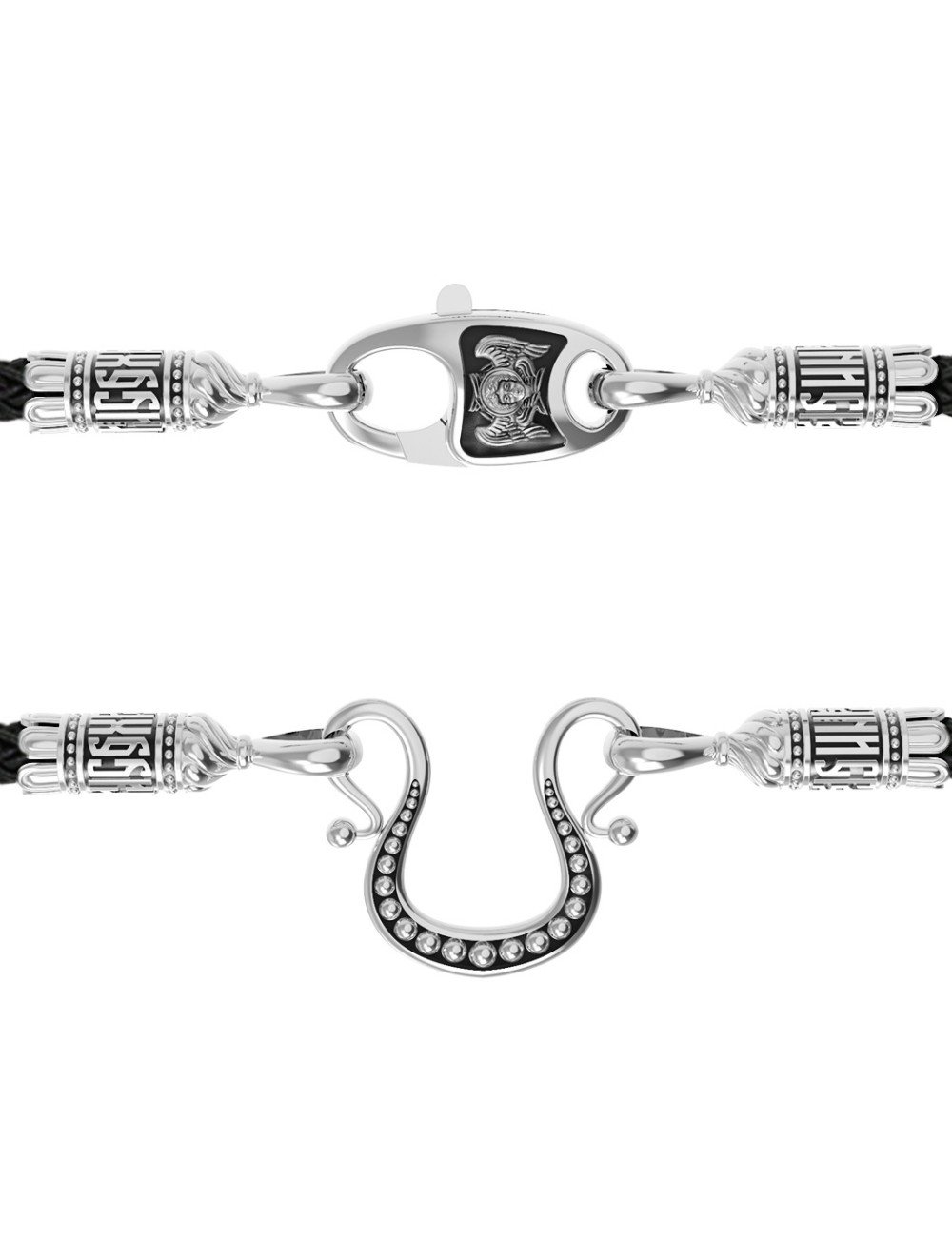 Шнурок шёлковый из белого золота c шёлковым шнурком