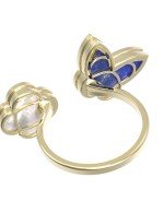 Кольцо из лимонного золота c лазуритом и перламутром