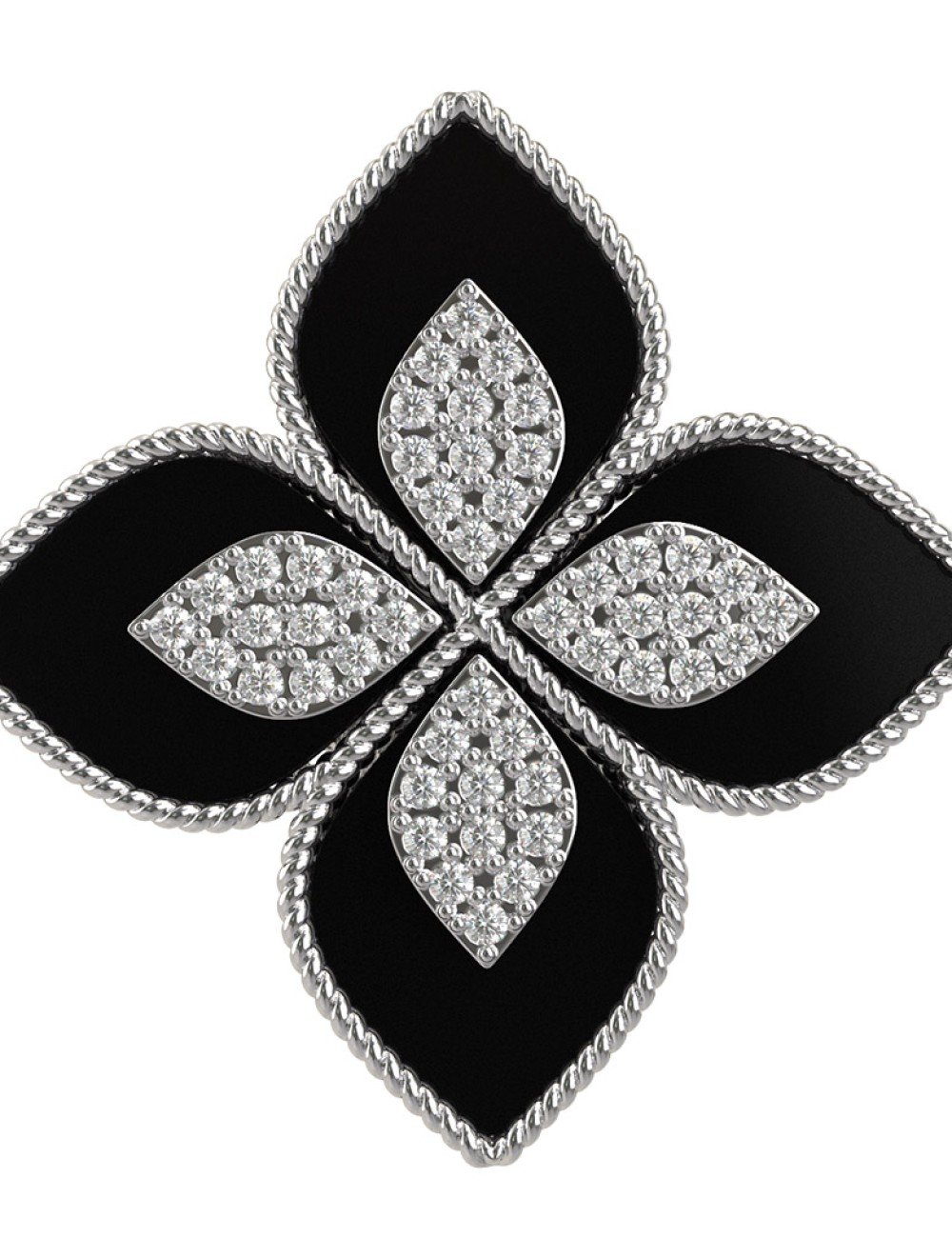 Кольцо из белого золота c бриллиантами и ониксом