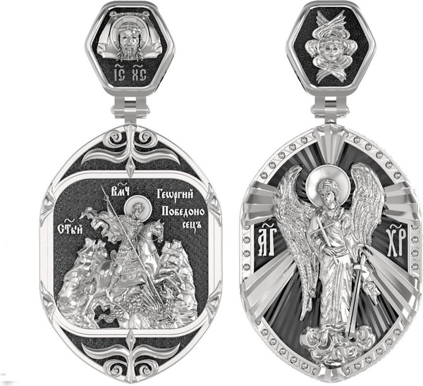 Нательная икона из белого золота 585 пробы