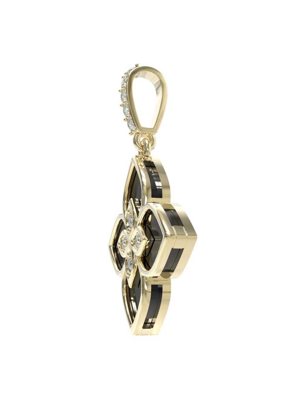 Подвеска из лимонного золота c бриллиантами и ониксом