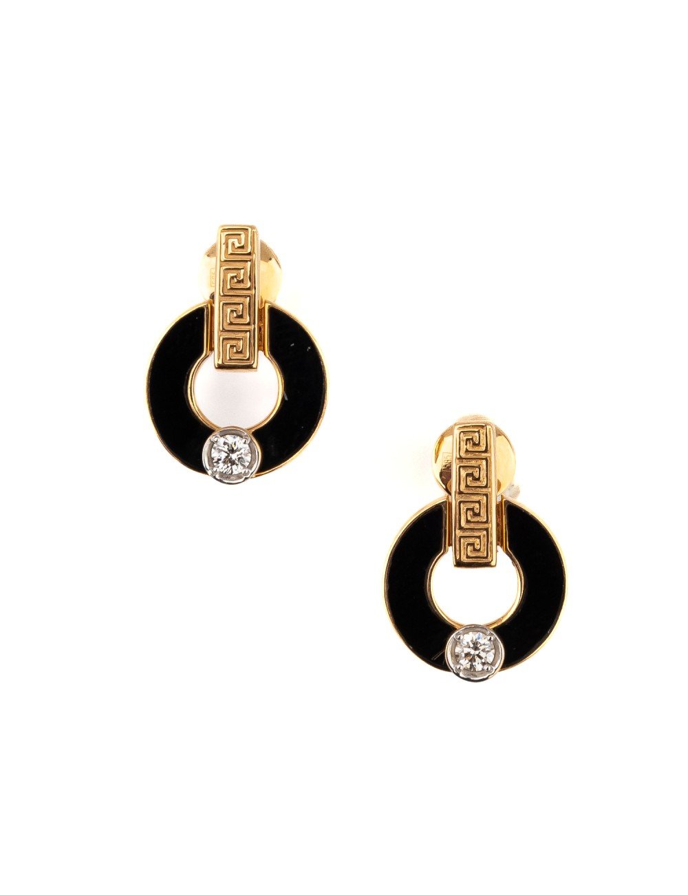 Серьги из золота c бриллиантами и ониксом