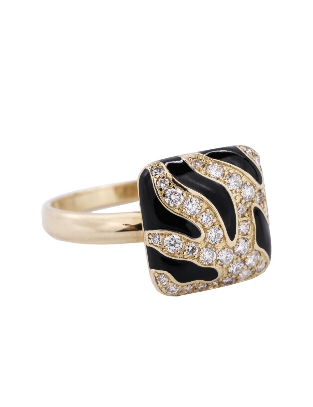 Кольцо из лимонного золота c эмалью и бриллиантами