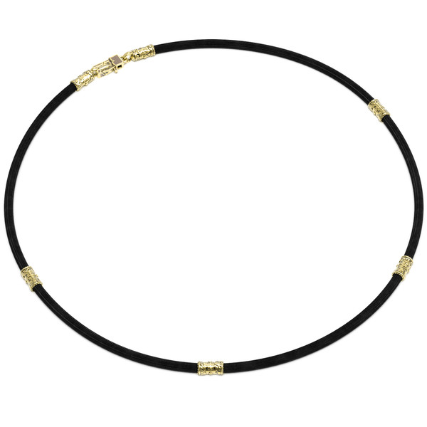 Цепь-шнурок шелк из лимонного золота 585 пробы c шёлковым шнурком