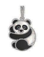 Подвеска из белого золота c эмалью, ониксом и перламутром