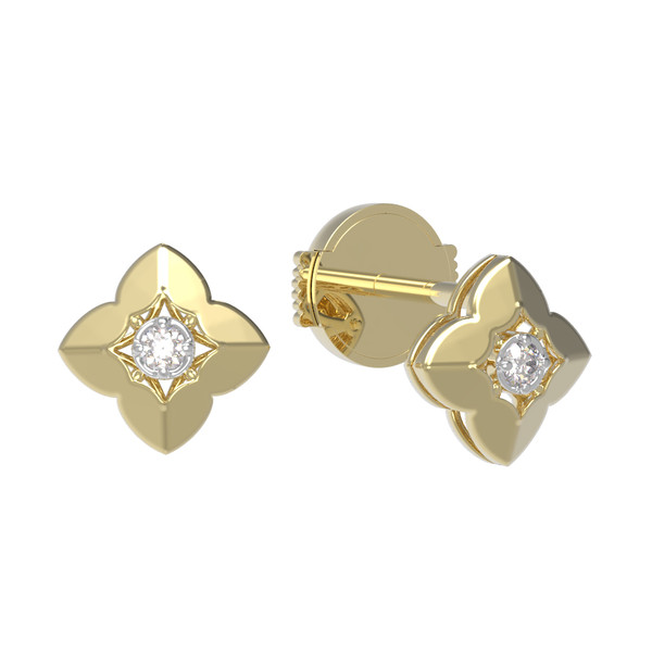 Серьги из лимонного золота 585 пробы c бриллиантами