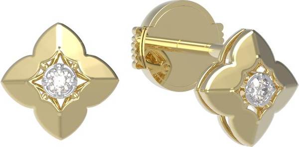 Серьги из лимонного золота 585 пробы c бриллиантами