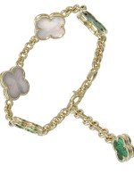 Браслет из лимонного золота c малахитом и перламутром