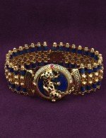 Браслет из лимонного золота c эмалью, рубином и лазуритом