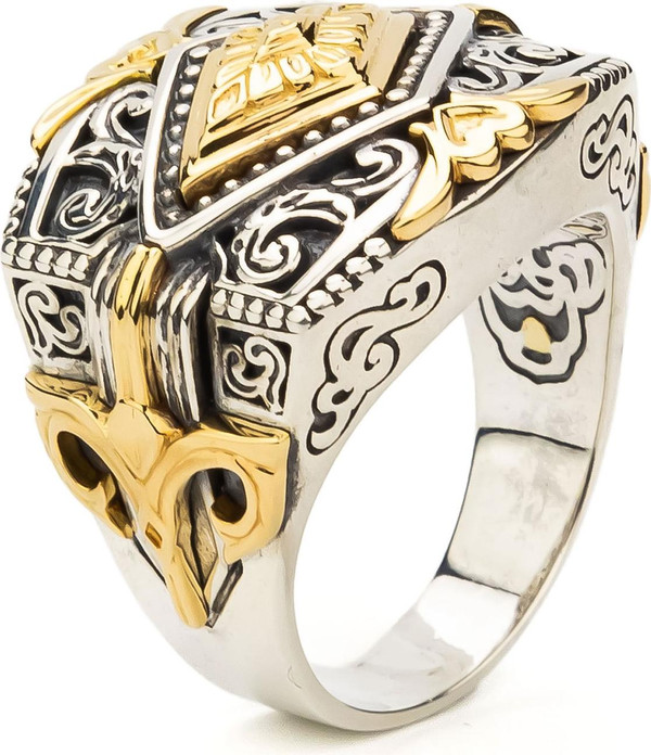 Кольцо из серебра 925 пробы и золота 750 пробы c рубином