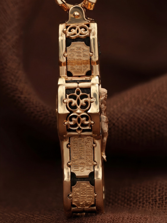 Крест из красного золота 585 пробы c эбеновым деревом