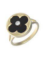 Кольцо из лимонного золота c бриллиантами и ониксом