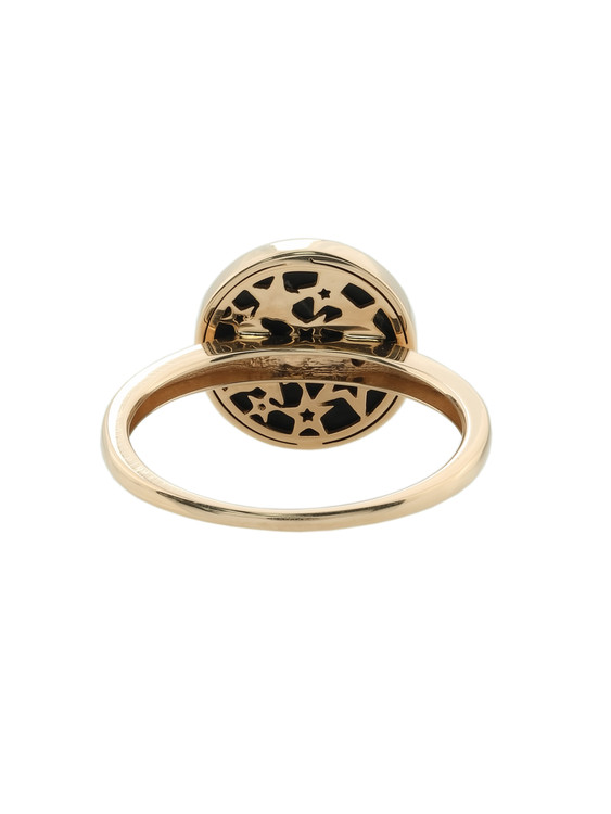 Кольцо из красного золота 585 пробы c бриллиантами и ониксом