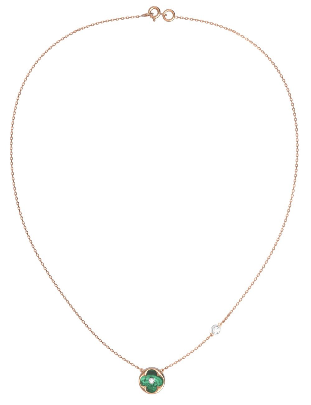 Колье из золота c бриллиантами и малахитом