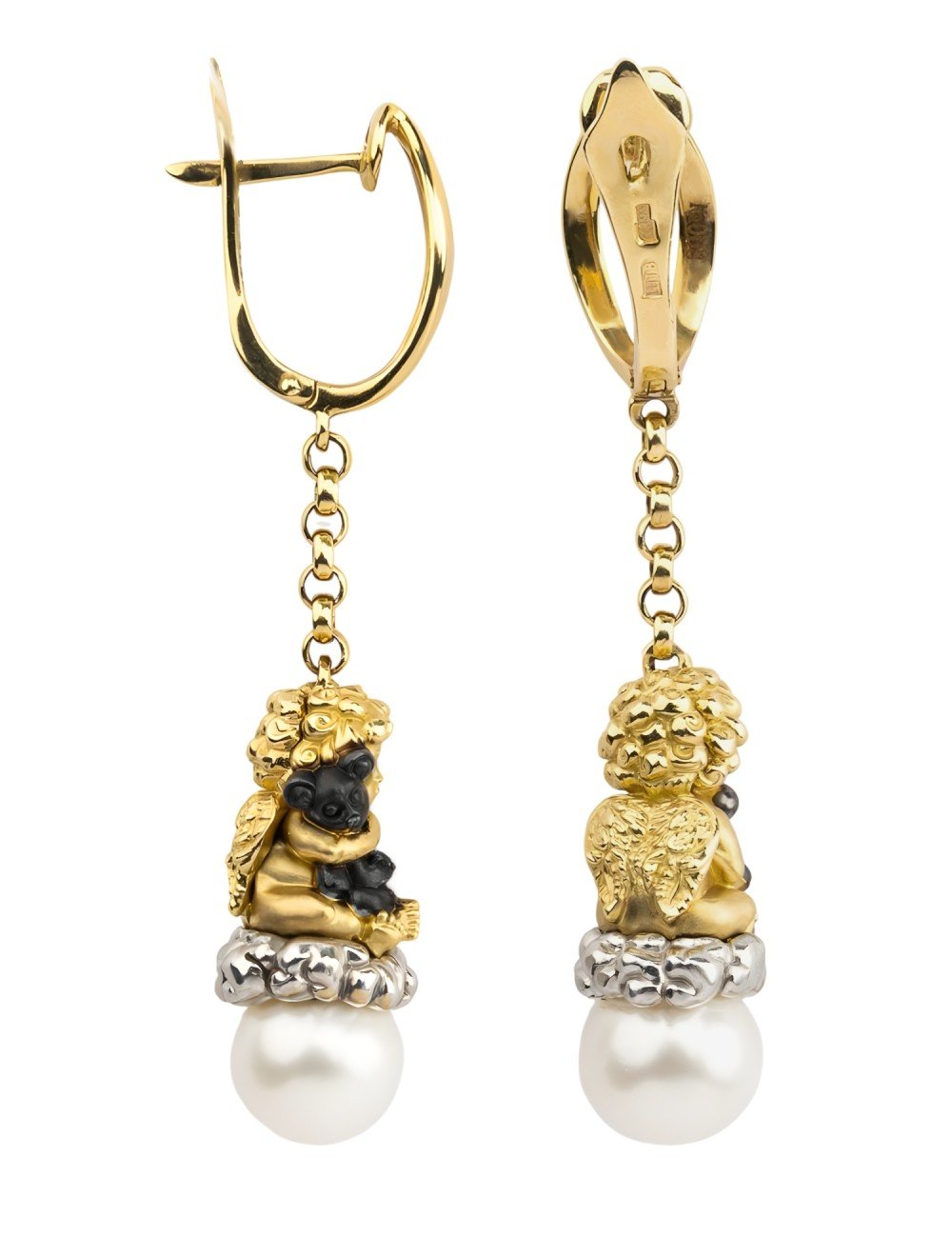 Серьги из лимонного золота c жемчугом