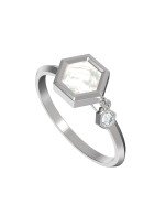 Кольцо из белого золота c бриллиантами и перламутром