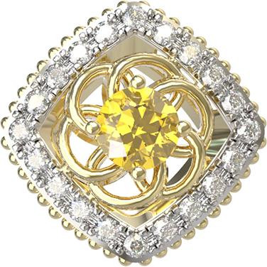 Подвеска из лимонного золота 585 пробы c бриллиантами и сапфиром