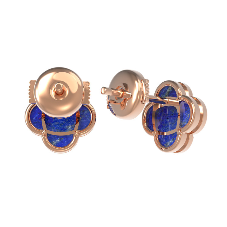 Серьги из красного золота 585 пробы c лазуритом