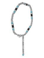 Браслет из белого золота c бирюзой и ониксом