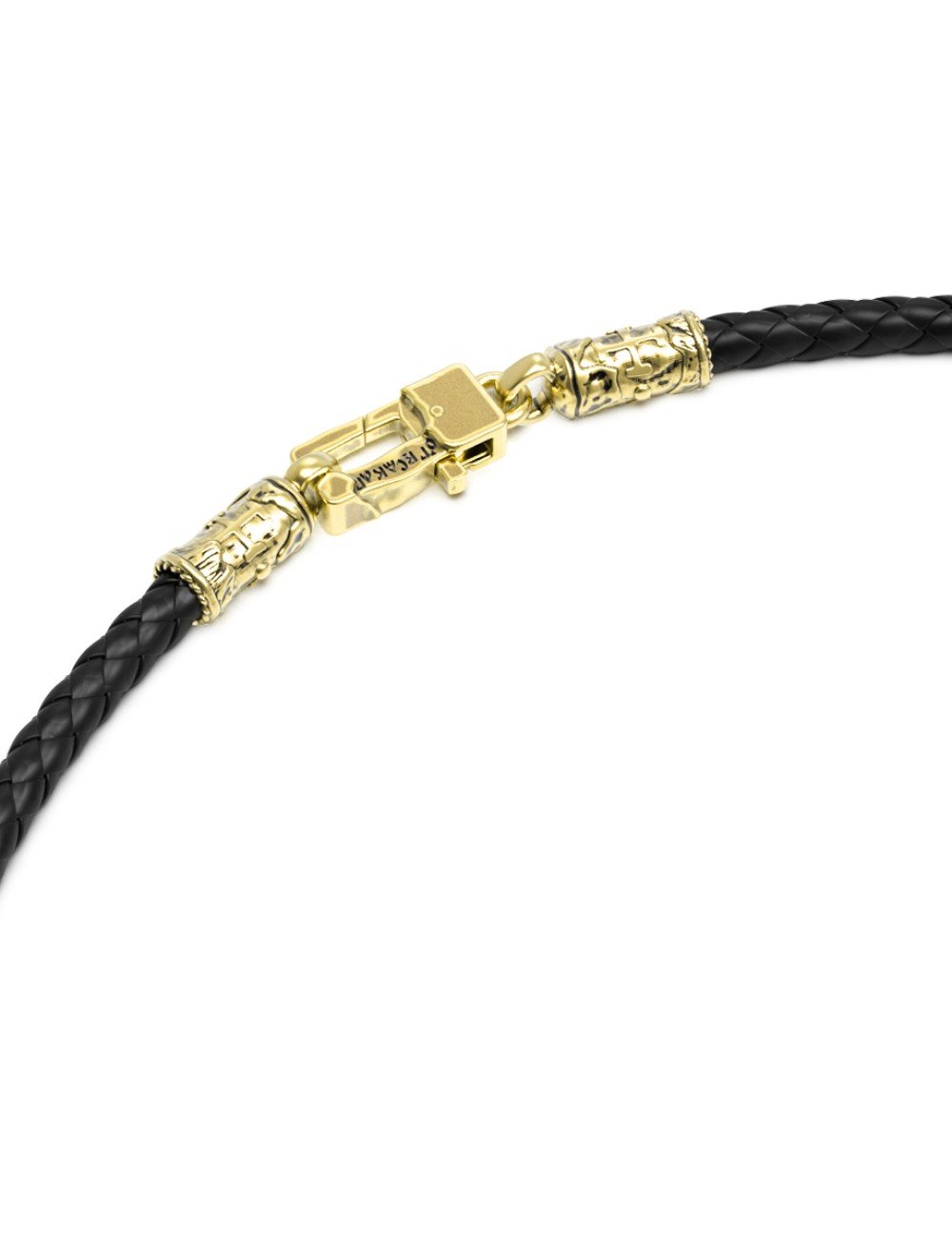 Гайтан из лимонного золота c кожаным шнурком