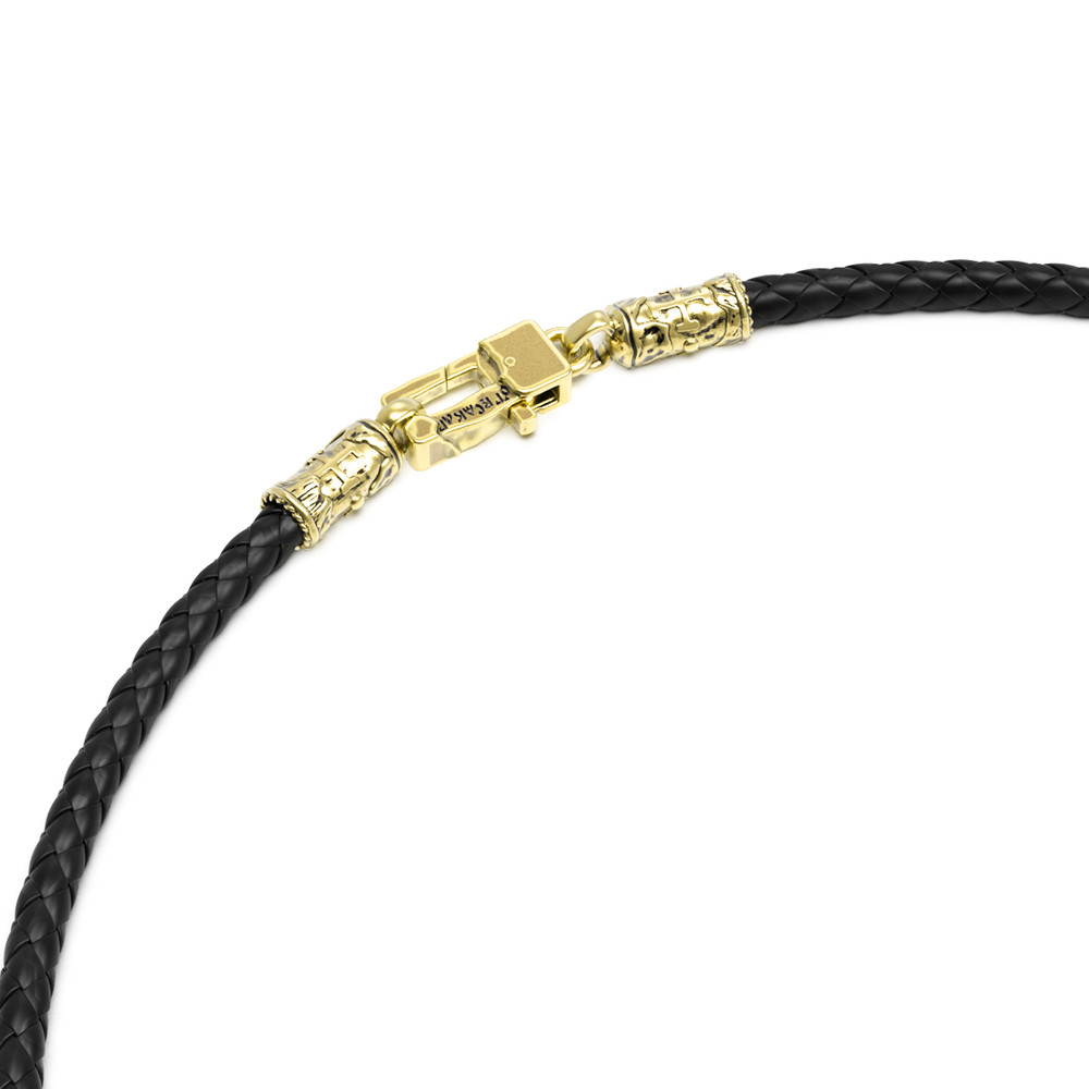 Цепь-шнурок кожа из лимонного золота 585 пробы c кожаным шнурком