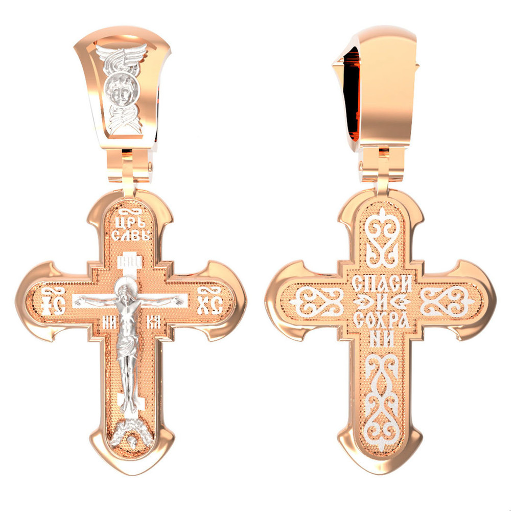 Крест из красного золота 585 пробы