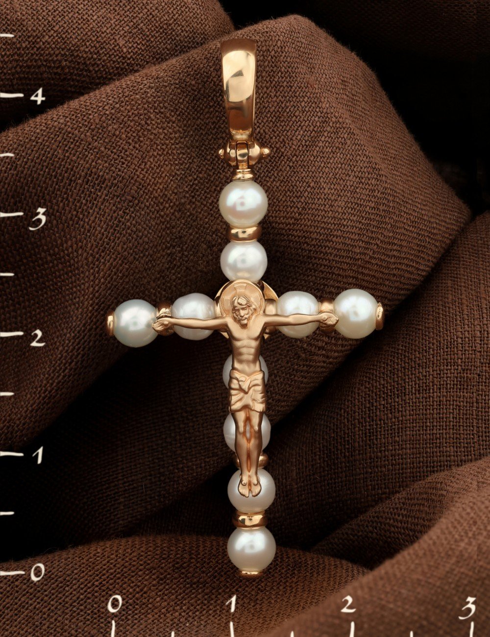 Крест из золота c жемчугом