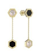 Серьги из лимонного золота c ониксом и перламутром