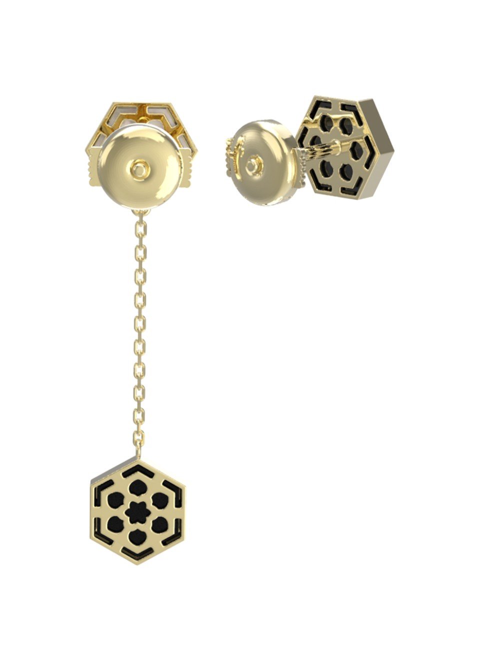 Серьги из лимонного золота c ониксом и перламутром