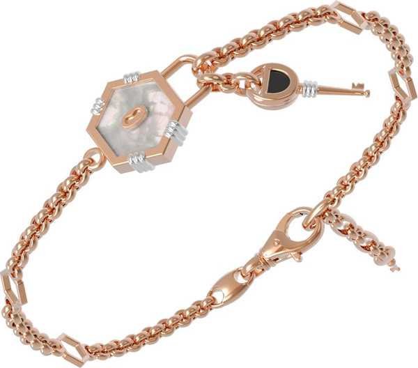 Браслет из красного золота 585 пробы c ониксом и перламутром