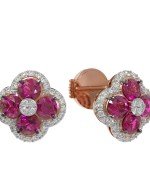 Серьги из золота c бриллиантами и рубином