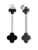 Серьги из белого золота c ониксом